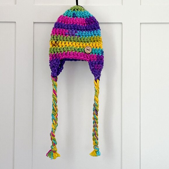 Crochet Hat, Toque, Baby, Toddler, Winter, Warm Beanie, Handmade Rainbow - Picture 1 of 5